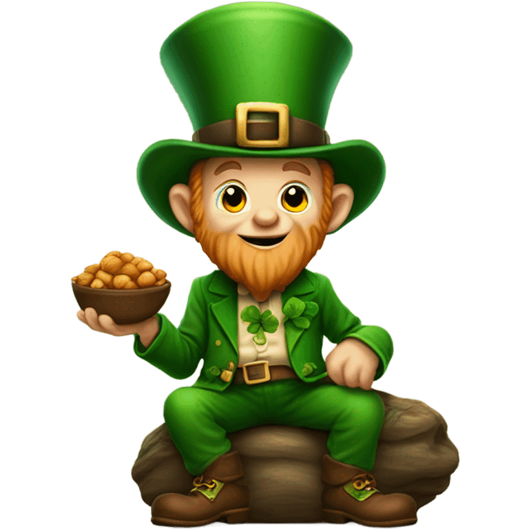 Leprechaun eating an acorn emoji