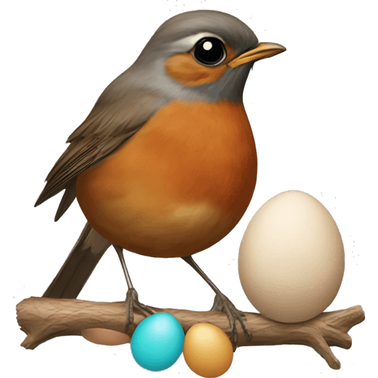 Robin with its eggs  emoji