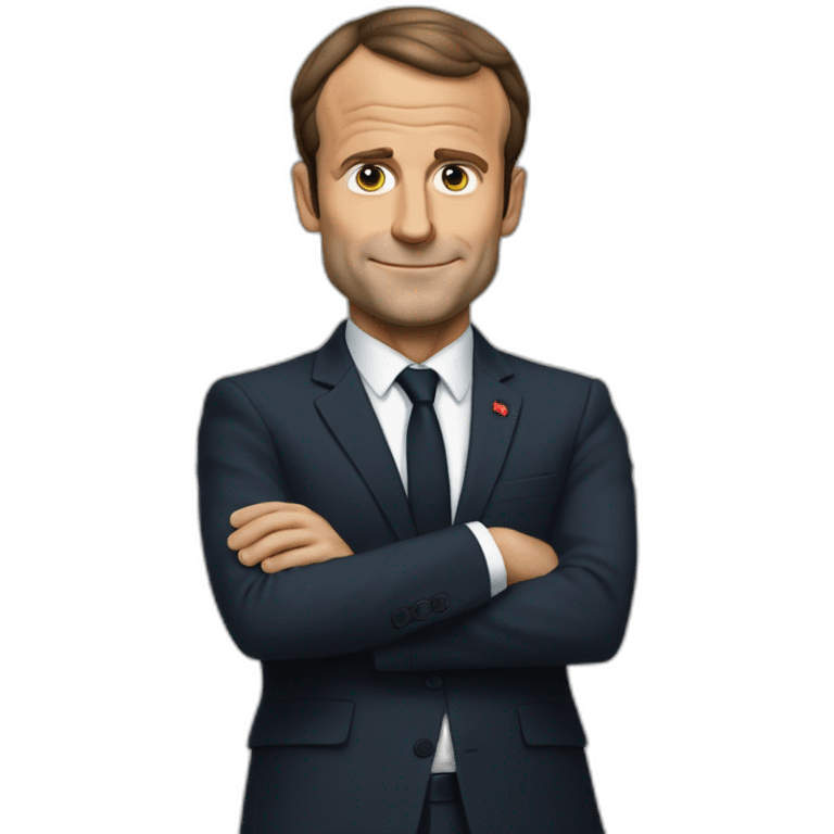 Macron qui fait un V avec 2 doigts emoji