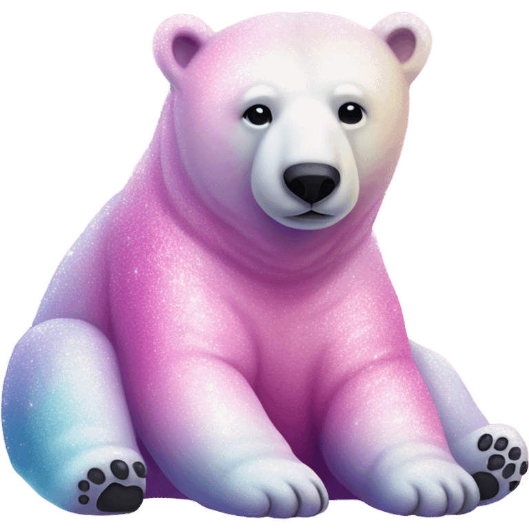 Pink ombre full body  polar bear lying down with glitter emoji