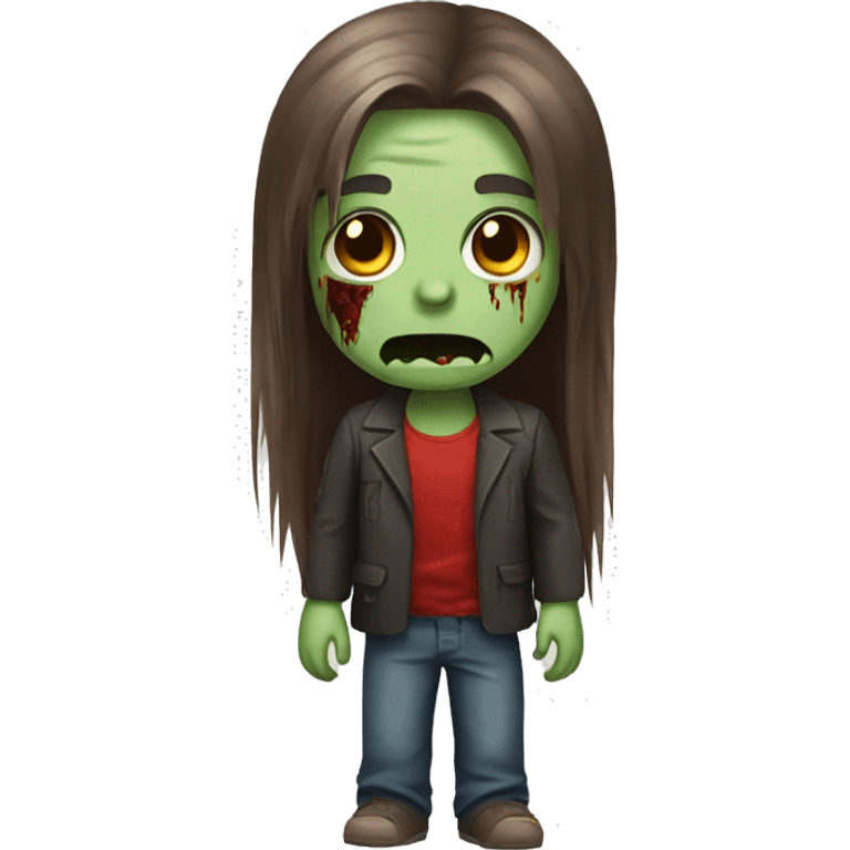 Zombie with long brown hair and red strand emoji