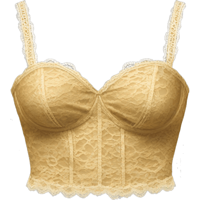 Hyper Realistic isolated gold crop top lace bustier. emoji