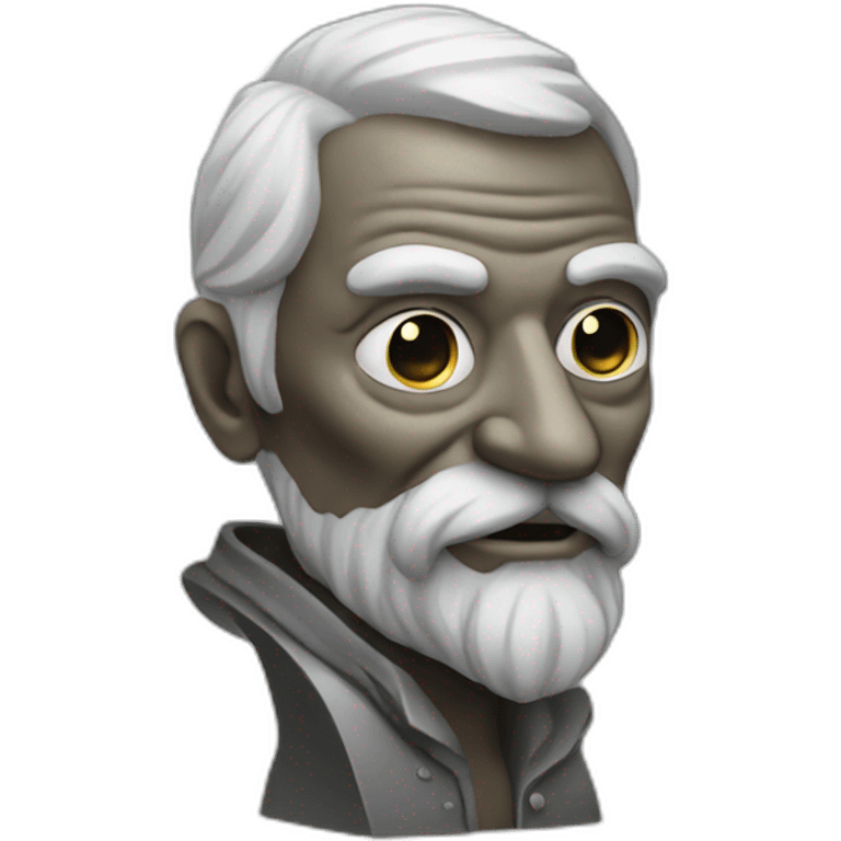 Metal old man statue emoji