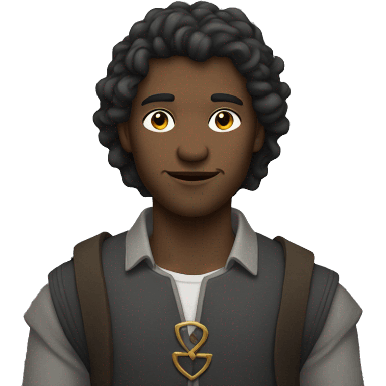 a dark hairyoung man with a sort bard in a grey su emoji