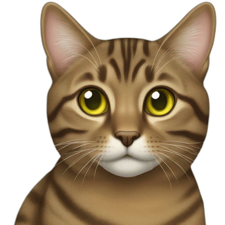 brown tabby cat with greenish yellow eyes emoji