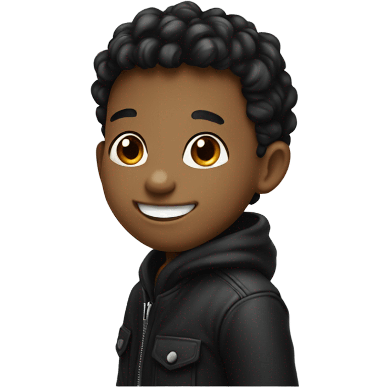 smiling boy in black jacket emoji