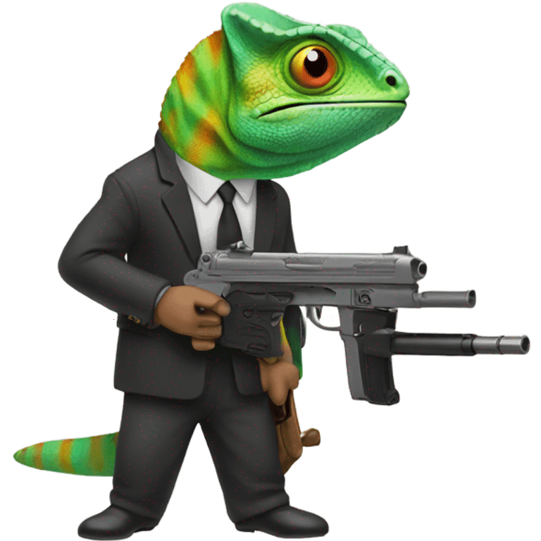 Chameleon shooting a gun emoji