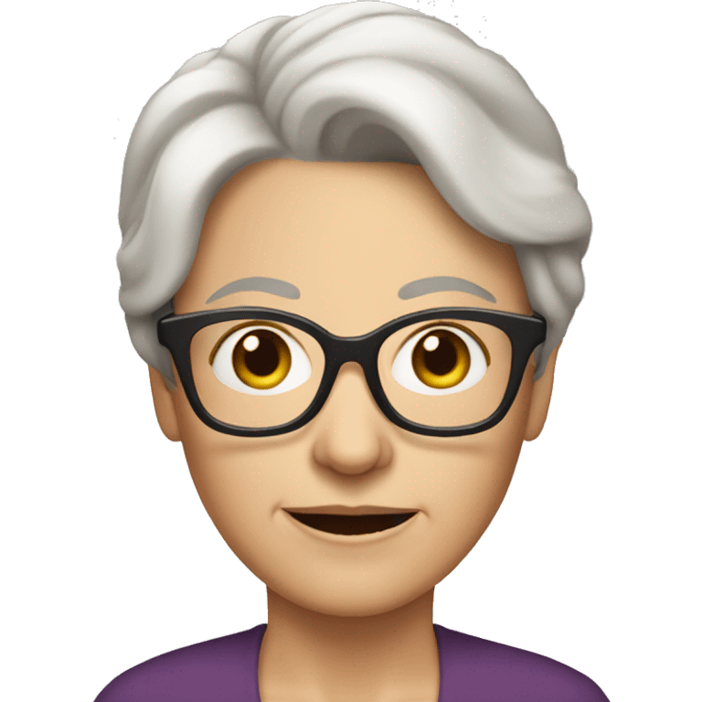 white older woman short brown hair glasses emoji