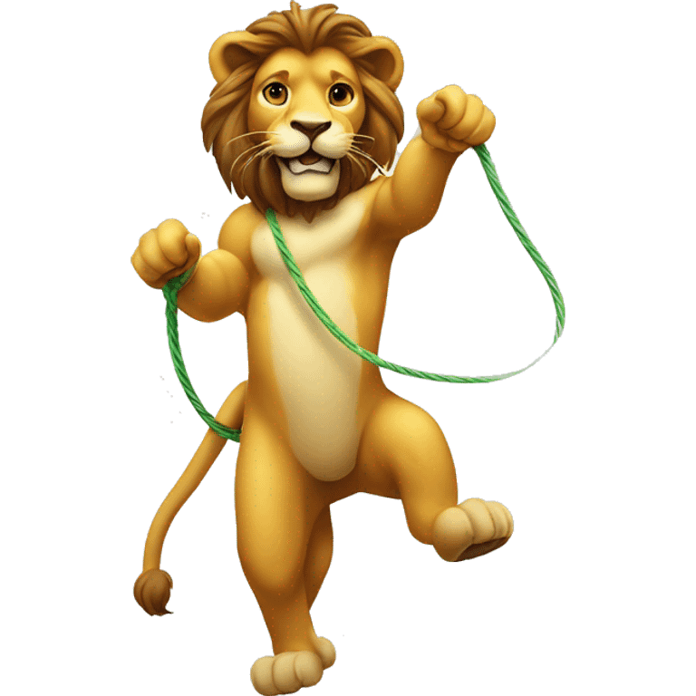 lion on hind legs swingin a lasso emoji