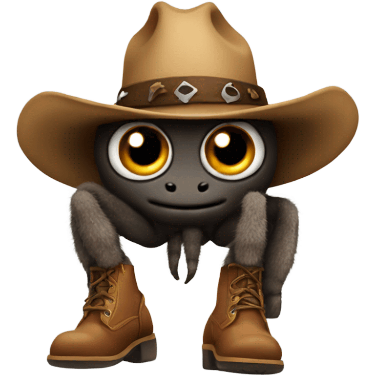 Tarantula in a cowboy hat with boots on each leg emoji