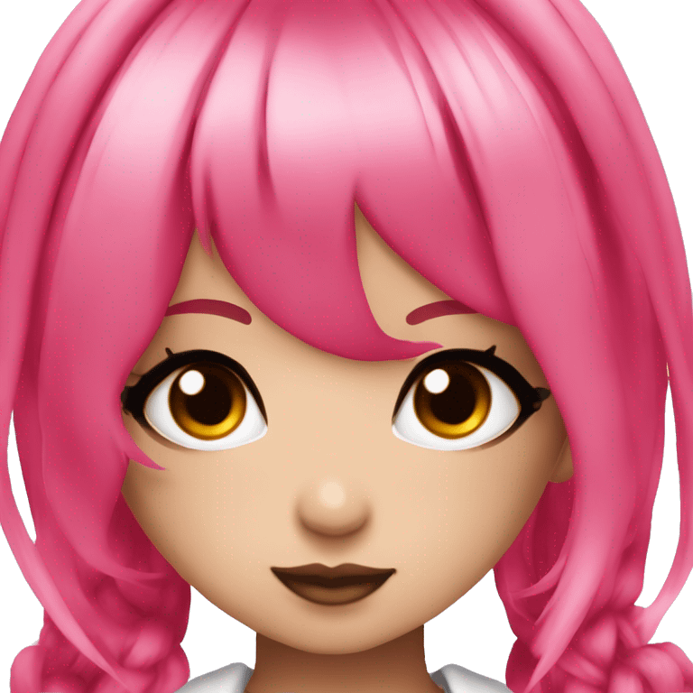 hime gyaru girl, hot pink and red split-dyed hair, dark makeup emoji