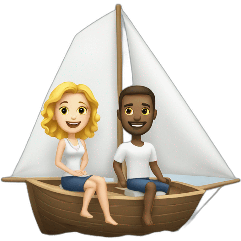 White Man and white women on a sail boat emoji