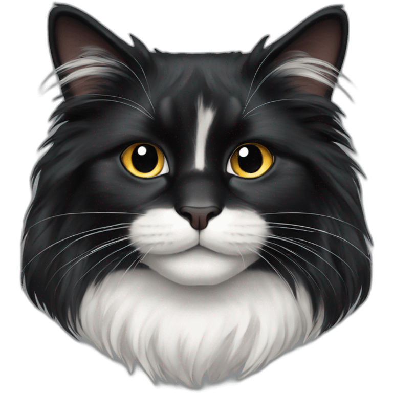 scottish long-haired black and white cat emoji