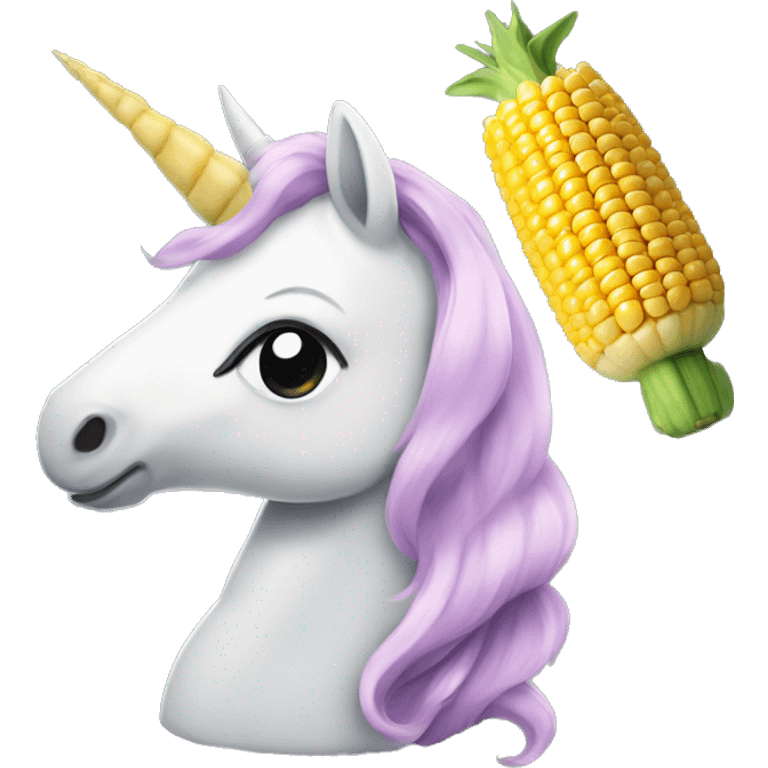 Unicorn with corn on the cob horn emoji