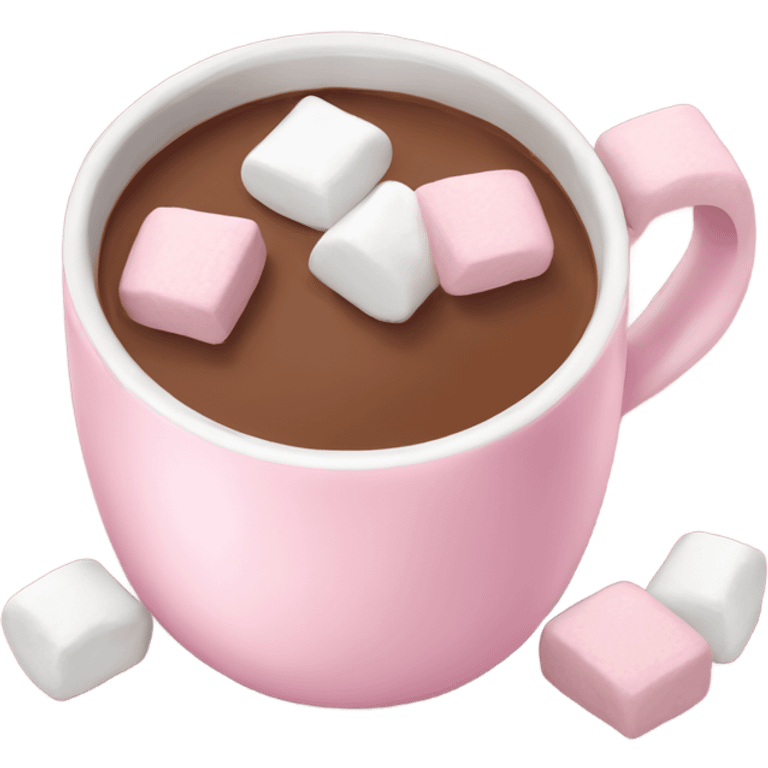 Light Pink mug of hot chocolate with marshmallows  emoji