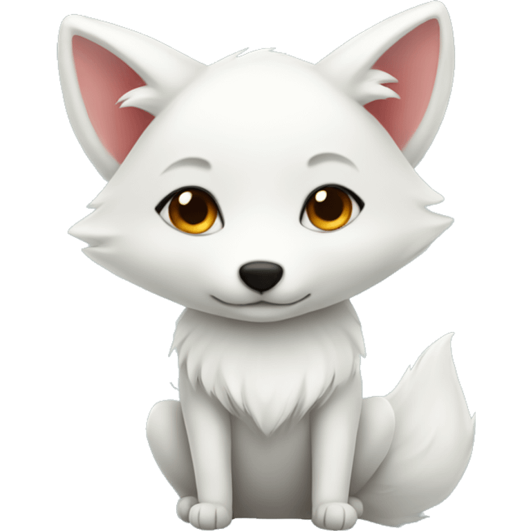 cute white fox in love emoji