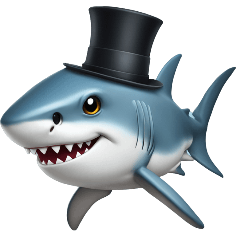 Shark with a top hat emoji