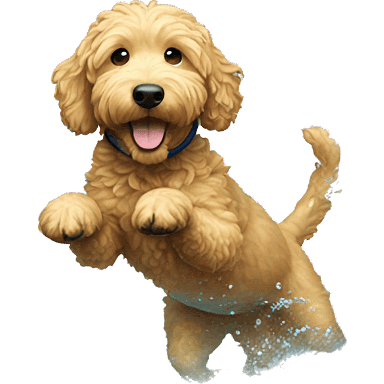 golden doodle swimming  emoji