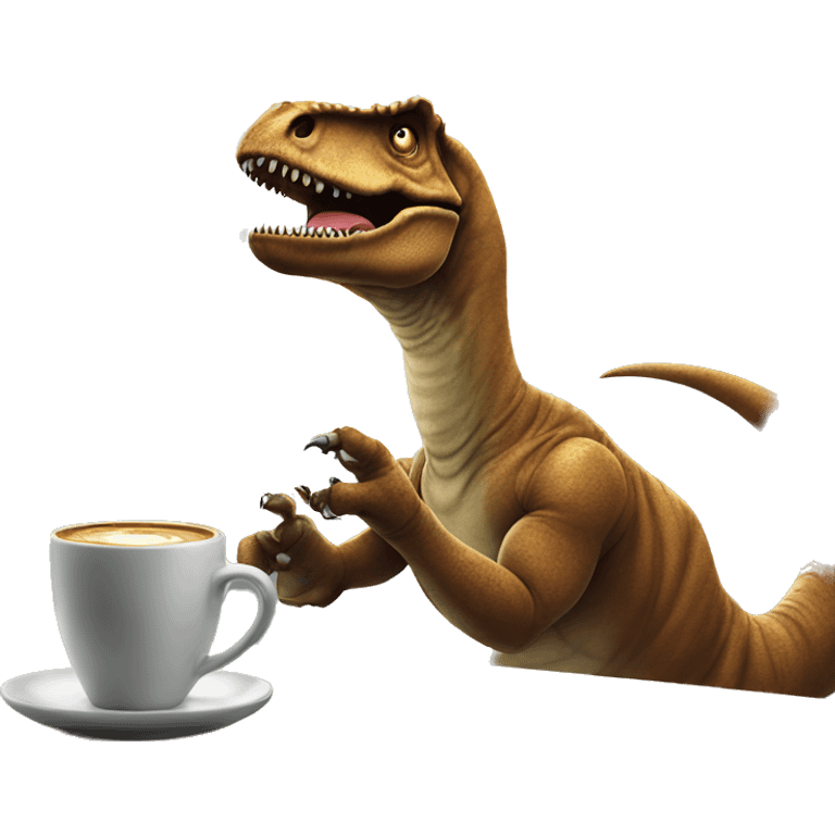 T rex having coffee emoji