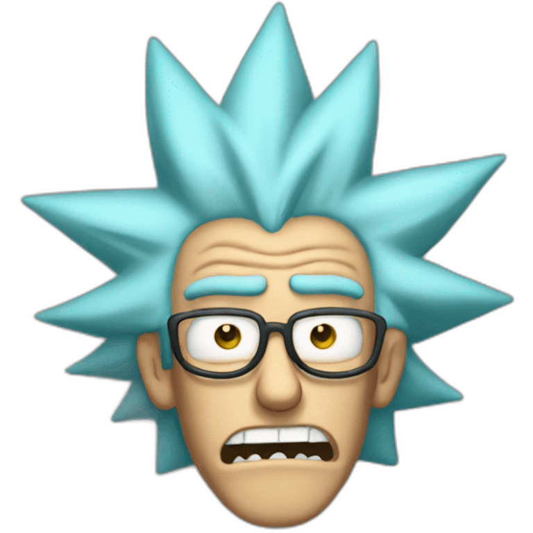 Rick Sanchez with glasses and one finger up emoji