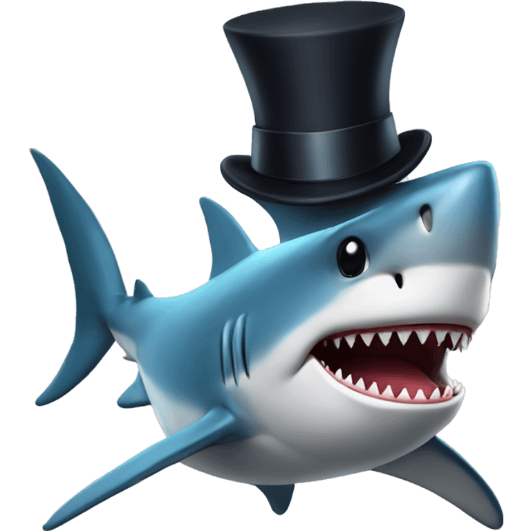 Shark with a top hat emoji