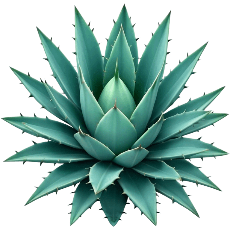 Cinematic Realistic Agave Emoji, Bold and spiky, with long, pointed leaves forming a rosette pattern. The sharp edges and soft blue-green hue exude a sense of rugged beauty and desert resilience. Soft glowing outline, capturing the essence of survival and strength in a striking agave plant! emoji