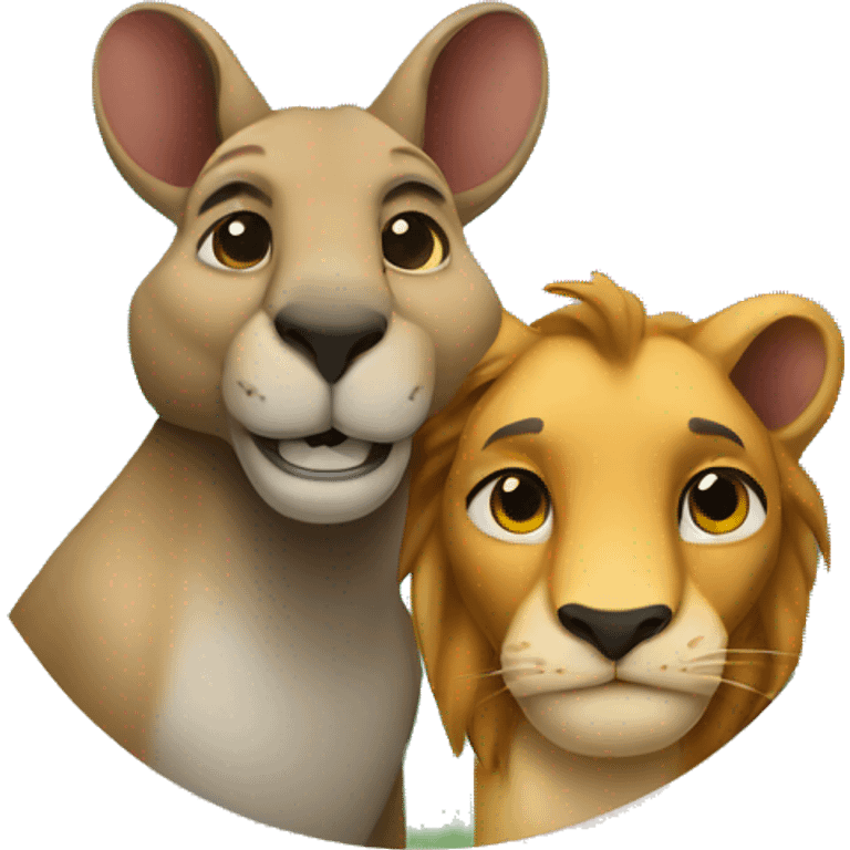 a kangaroo and a lion emoji