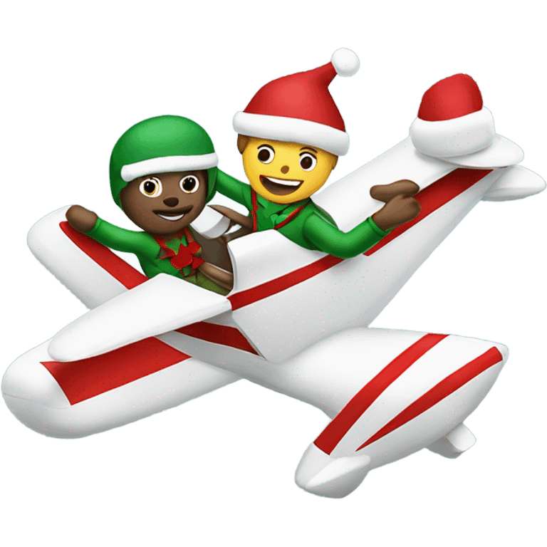 Christmas pilot flying a small two passenger plane wishing merry Christmas emoji