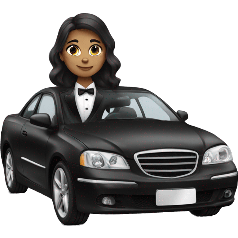 Brunette Girl with tuxedo car emoji