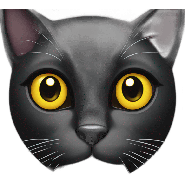 Pure Black Cat with Big Yellow Eyes emoji