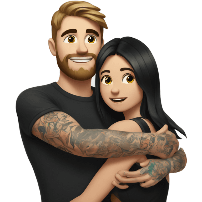 mr beast with tattoos hugging brunette girl emoji