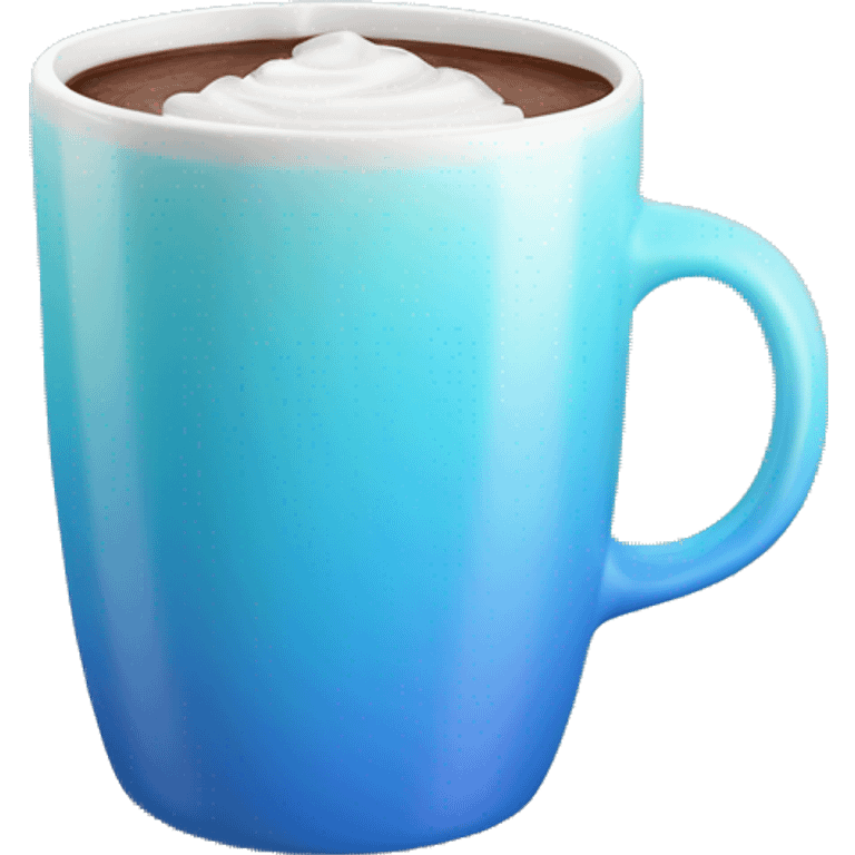 Realistic isolated gradient light blue hot chocolate mug. emoji