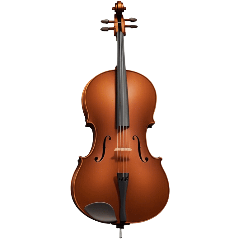 Cinematic Realistic Cello, deep brown polished wood, elegant f-holes curving gracefully, warm golden lighting creating depth, bow gently resting on the strings, glowing with the rich resonance of classical artistry. emoji