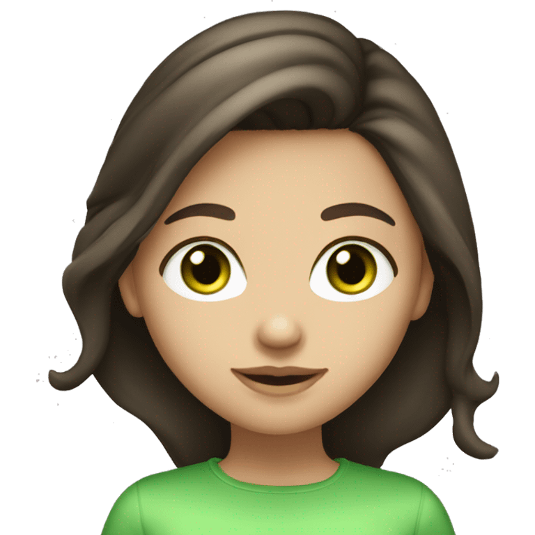 Brunette with light skin and green eyes girl cute emoji