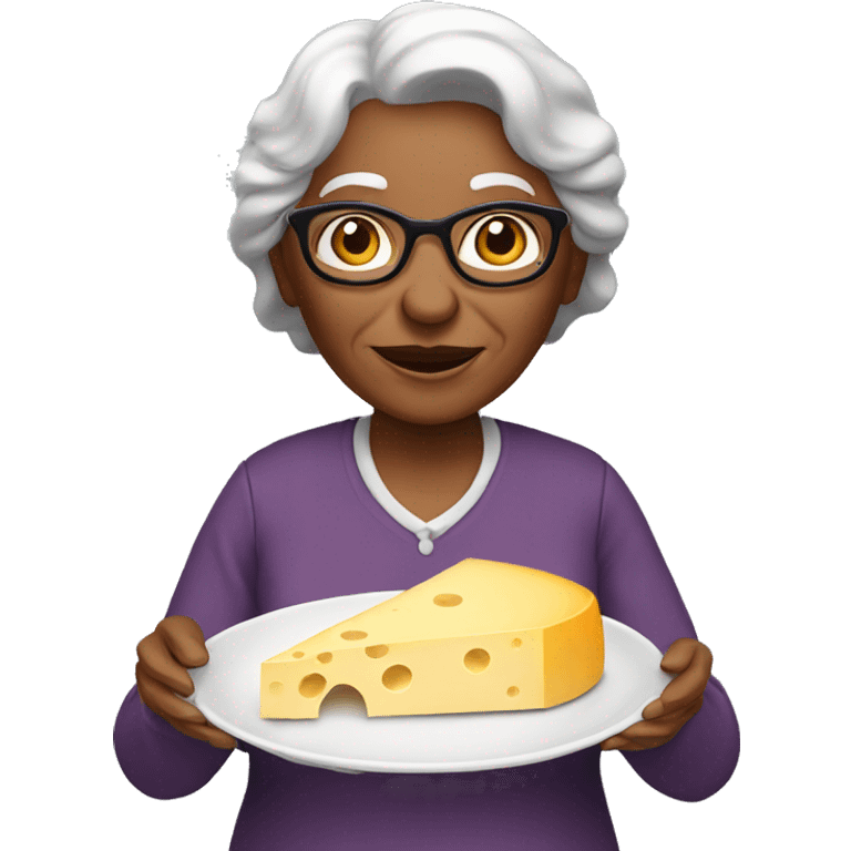 Grandmother with plate of cheese emoji