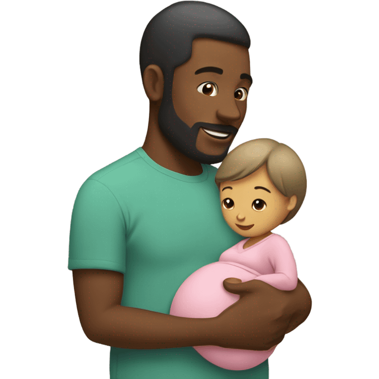 man holding wife’s baby bump emoji