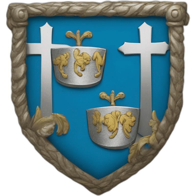 Coats of arms Azure, a horseshoe argent, heels to base, surmounted of a cross patée, and a second within the heels, both silver emoji