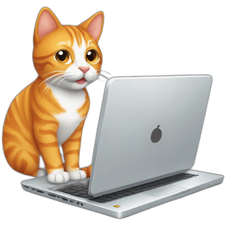 orange tabby with a laptop emoji