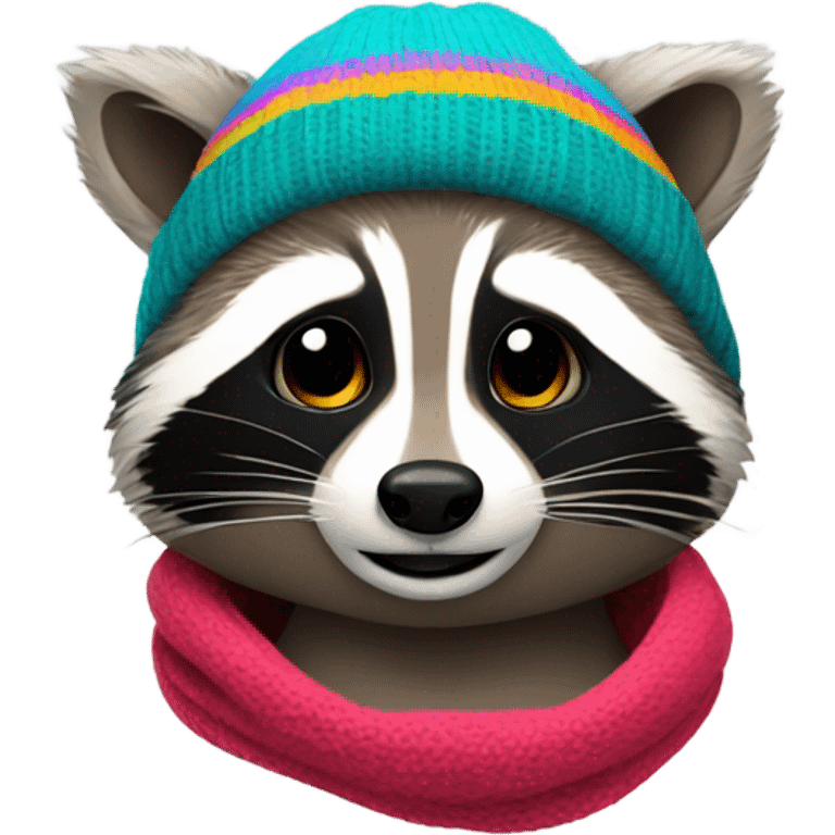 Raccoon with beanie emoji