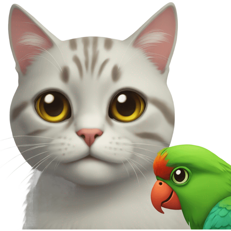 cat and parrot emoji