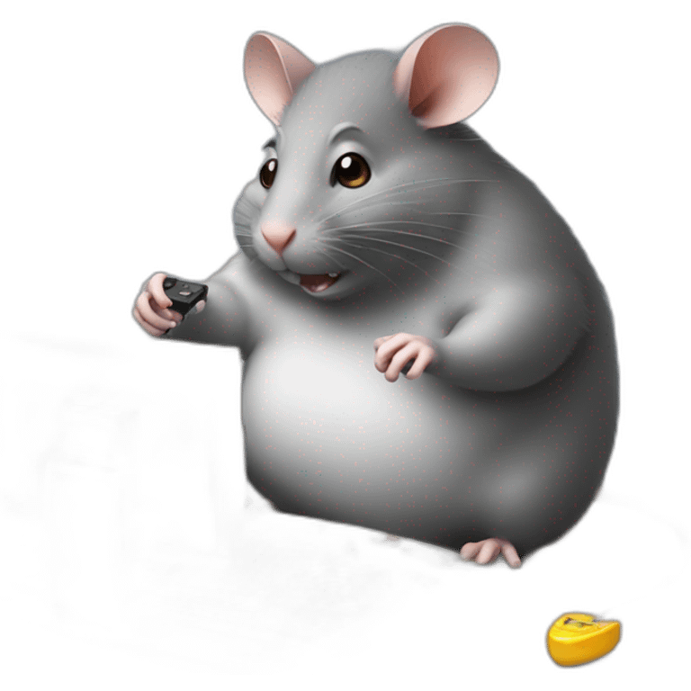 Fat Rat playing computer video games emoji