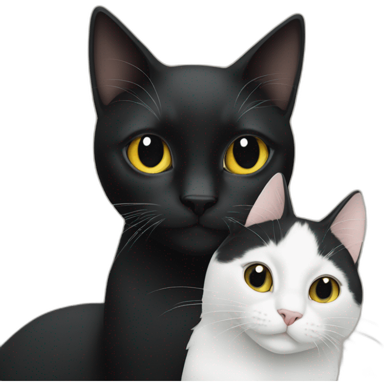 Black cat and white cat emoji