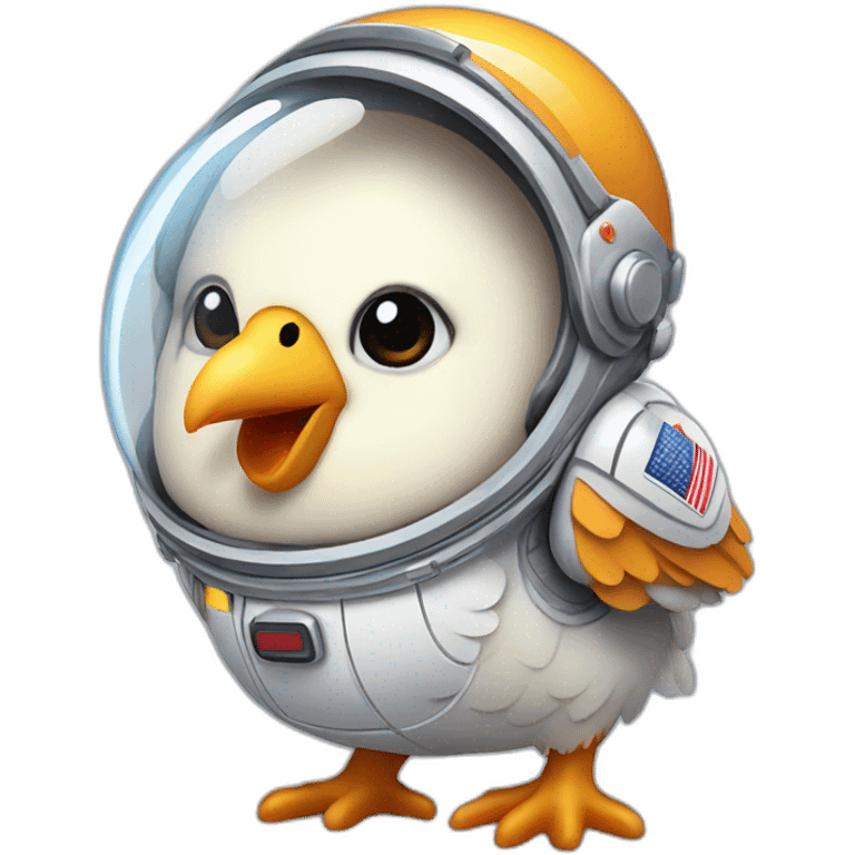 Plump chicken with astronaut outfit emoji