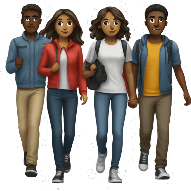 Team of young people walking emoji