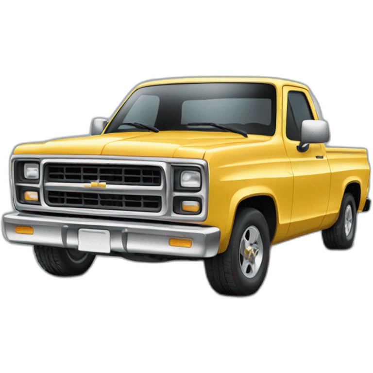 Two pickup trucks one cylinder block emoji