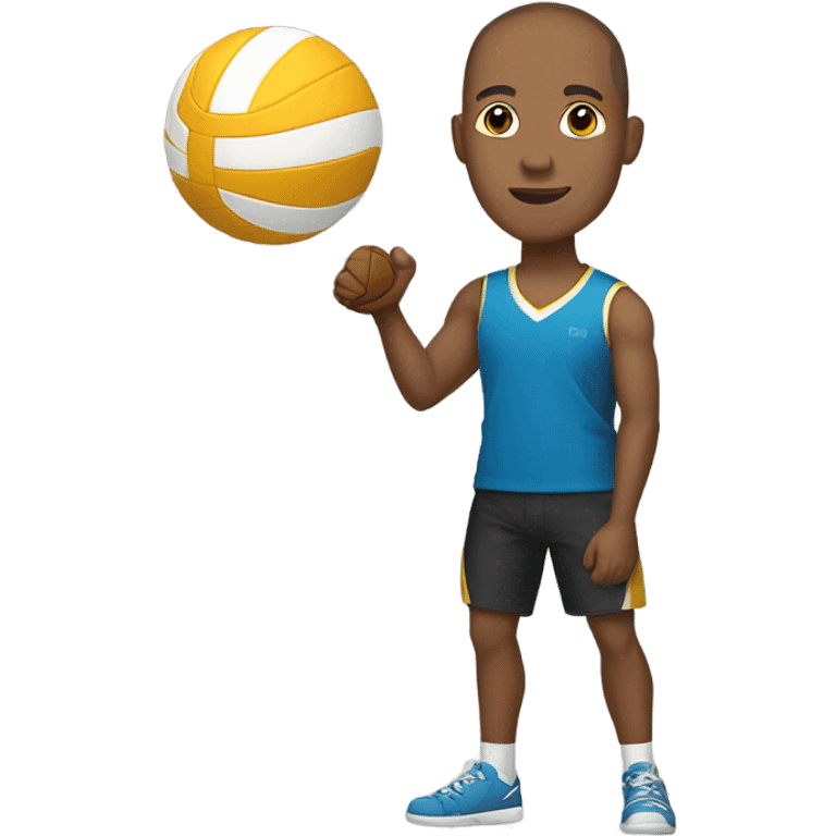 light brown skin tall guy buzz cut standing with volleyball emoji