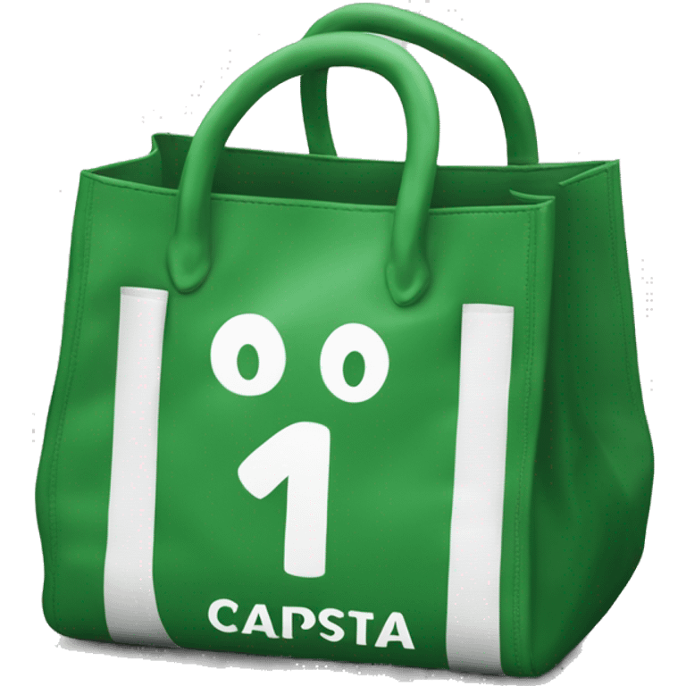 Green bag with white inscription «CAPUSTA» emoji