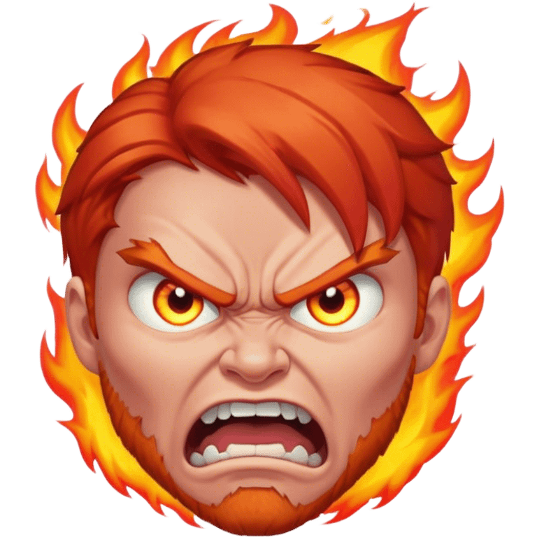 Red head super angry and furious with fire  emoji