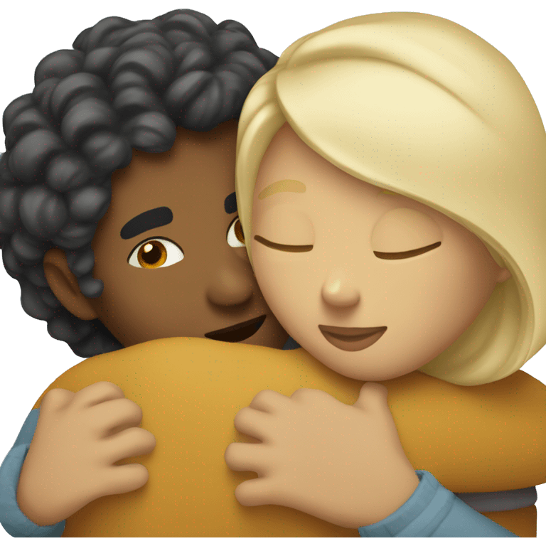 latina woman hugging a white guy with blond hair emoji