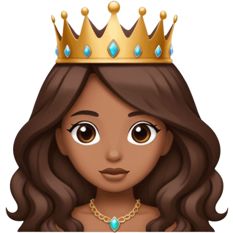 Brown girl diva long hair with crown emoji